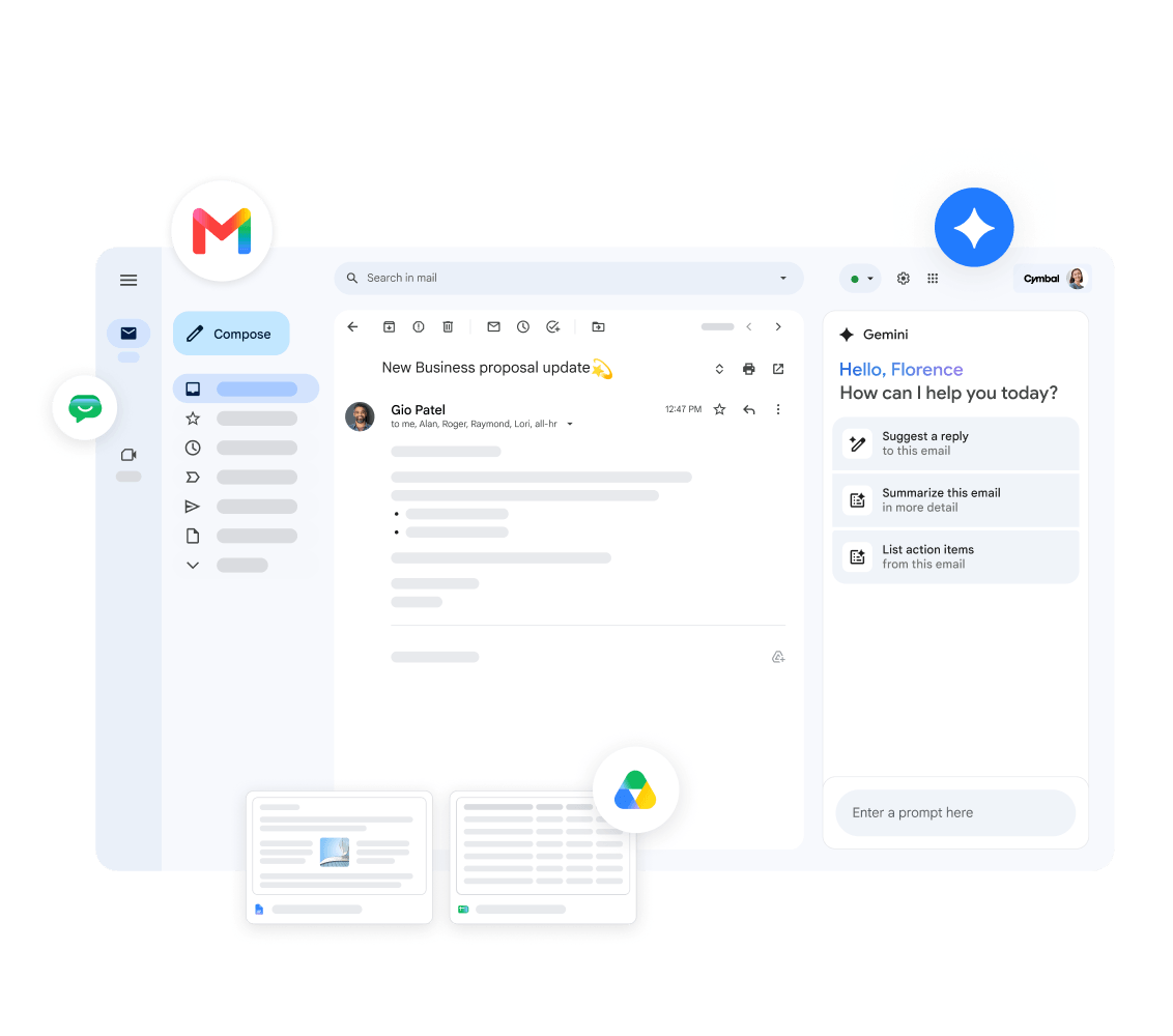 Imagen oficial de Gmail con bandeja de entrada y asistente Gemini, en inglés